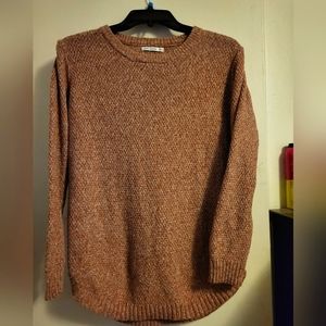 Women's Size Med Pink Clover Textured Burgundy Sweater